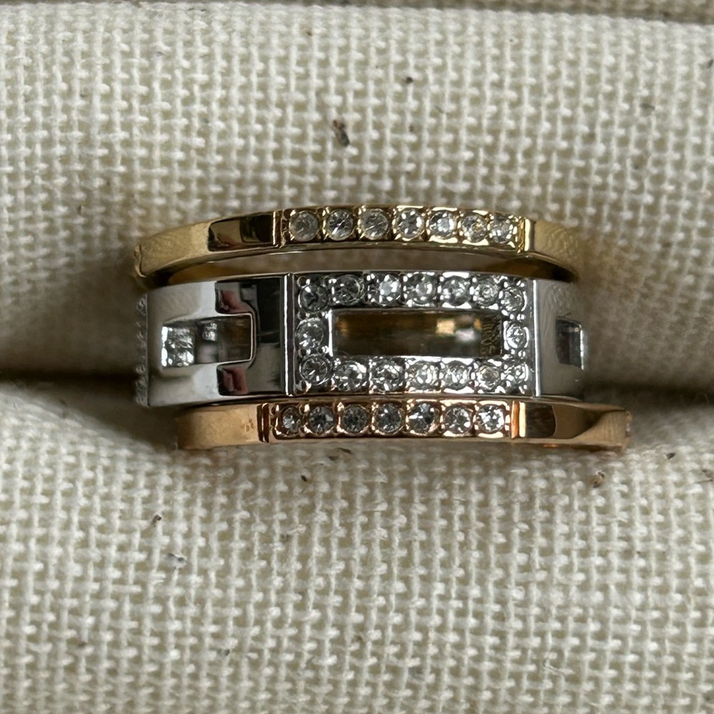 Modern Swarovski Stackable Geometric Ring
